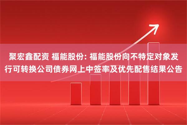 聚宏鑫配资 福能股份: 福能股份向不特定对象发行可转换公司债券网上中签率及优先配售结果公告